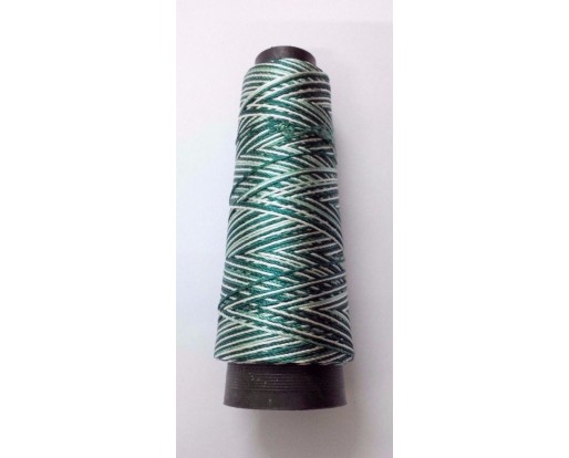 DARK GREEN & WHITE - 175+ Yards Viscose Rayon Art Silk Thread Yarn - Shaded Embroidery Crochet Knitting Lace Trim Jewelry